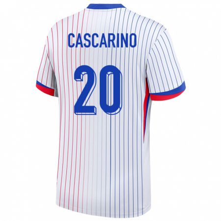 Kandiny Kinder Frankreich Delphine Cascarino #20 Weiß Auswärtstrikot Trikot 24-26 T-Shirt