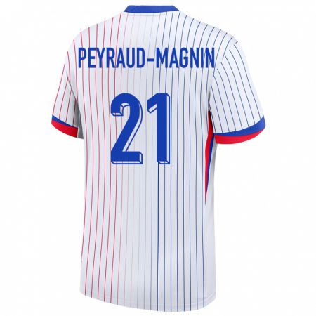Kandiny Kinder Frankreich Pauline Peyraud Magnin #21 Weiß Auswärtstrikot Trikot 24-26 T-Shirt