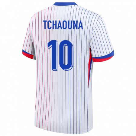Kandiny Kinder Frankreich Loum Tchaouna #10 Weiß Auswärtstrikot Trikot 24-26 T-Shirt