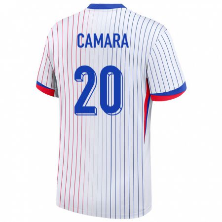 Kandiny Kinder Frankreich Ousmane Camara #20 Weiß Auswärtstrikot Trikot 24-26 T-Shirt