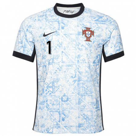 Kandiny Kinder Portugal Ines Pereira #1 Cremeblau Auswärtstrikot Trikot 24-26 T-Shirt