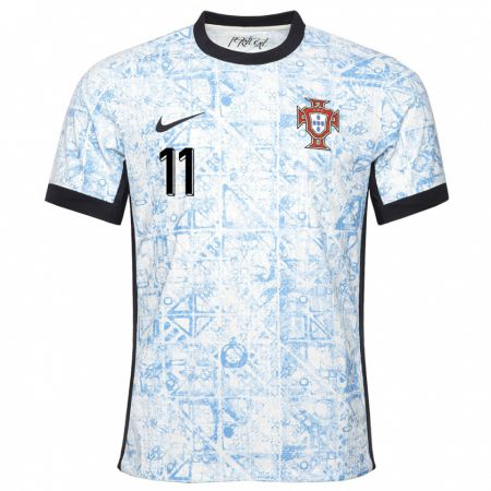 Kandiny Kinder Portugal Tatiana Pinto #11 Cremeblau Auswärtstrikot Trikot 24-26 T-Shirt