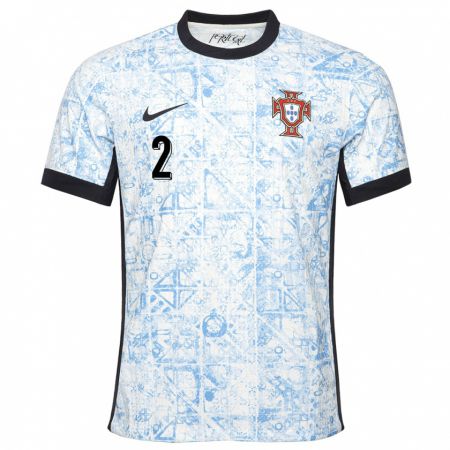 Kandiny Kinder Portugal Tiago Djalo #2 Cremeblau Auswärtstrikot Trikot 24-26 T-Shirt