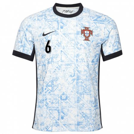 Kandiny Kinder Portugal Tiago Dantas #6 Cremeblau Auswärtstrikot Trikot 24-26 T-Shirt