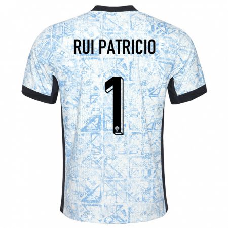 Kandiny Kinder Portugal Rui Patricio #1 Cremeblau Auswärtstrikot Trikot 24-26 T-Shirt