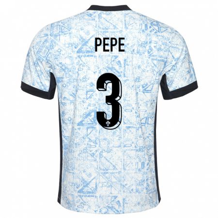 Kandiny Kinder Portugal Pepe #3 Cremeblau Auswärtstrikot Trikot 24-26 T-Shirt