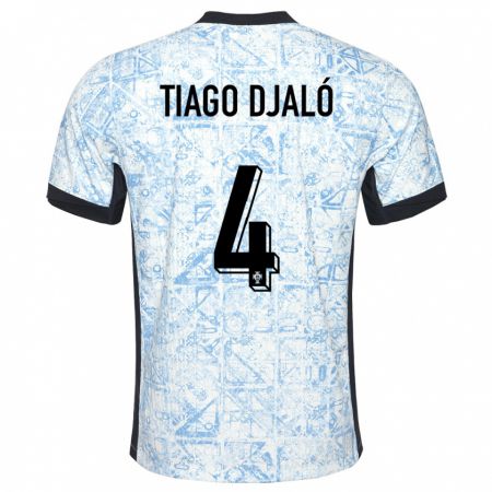 Kandiny Kinder Portugal Tiago Djalo #4 Cremeblau Auswärtstrikot Trikot 24-26 T-Shirt