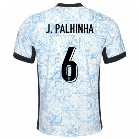 Kandiny Kinder Portugal Joao Palhinha #6 Cremeblau Auswärtstrikot Trikot 24-26 T-Shirt