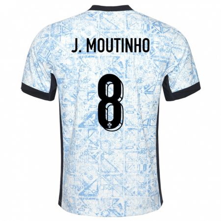 Kandiny Kinder Portugal Joao Moutinho #8 Cremeblau Auswärtstrikot Trikot 24-26 T-Shirt