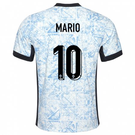 Kandiny Kinder Portugal Joao Mario #10 Cremeblau Auswärtstrikot Trikot 24-26 T-Shirt