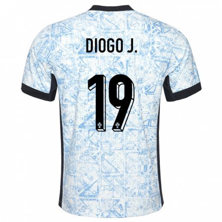 Kandiny Kinder Portugal Diogo Jota #19 Cremeblau Auswärtstrikot Trikot 24-26 T-Shirt