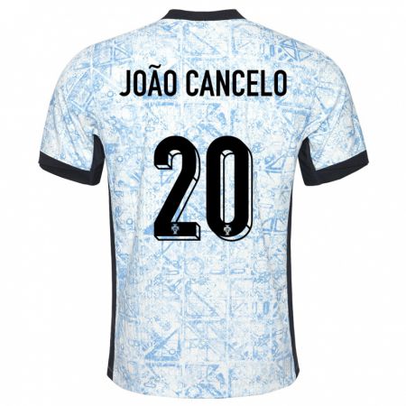 Kandiny Kinder Portugal Joao Cancelo #20 Cremeblau Auswärtstrikot Trikot 24-26 T-Shirt