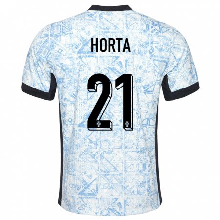Kandiny Kinder Portugal Ricardo Horta #21 Cremeblau Auswärtstrikot Trikot 24-26 T-Shirt
