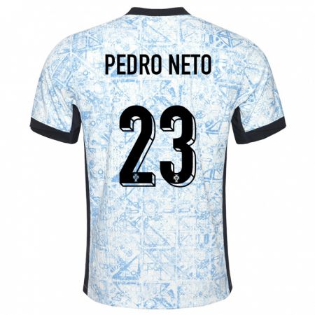 Kandiny Kinder Portugal Pedro Neto #23 Cremeblau Auswärtstrikot Trikot 24-26 T-Shirt