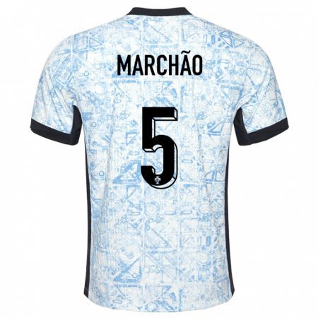Kandiny Kinder Portugal Joana Marchao #5 Cremeblau Auswärtstrikot Trikot 24-26 T-Shirt