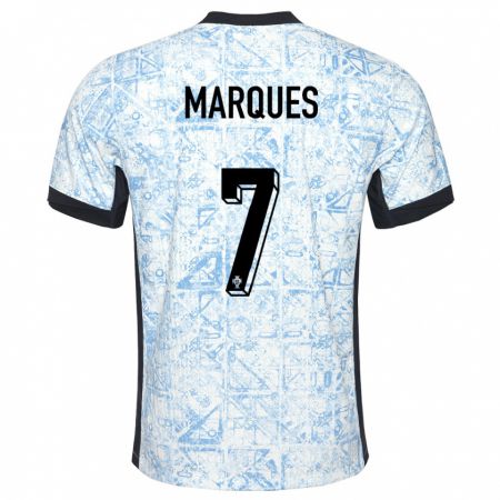 Kandiny Kinder Portugal Vanessa Marques #7 Cremeblau Auswärtstrikot Trikot 24-26 T-Shirt