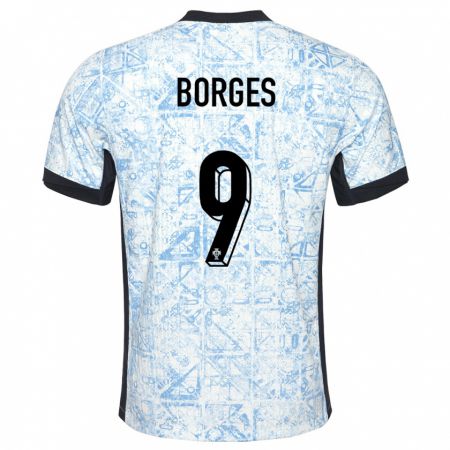 Kandiny Kinder Portugal Ana Borges #9 Cremeblau Auswärtstrikot Trikot 24-26 T-Shirt