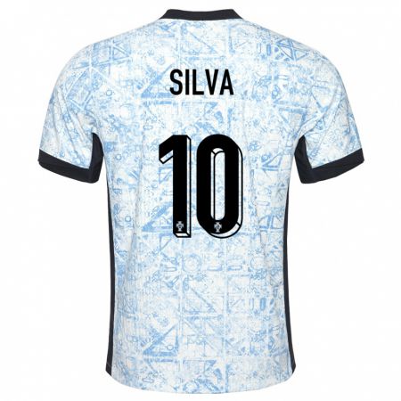 Kandiny Kinder Portugal Jessica Silva #10 Cremeblau Auswärtstrikot Trikot 24-26 T-Shirt