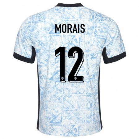 Kandiny Kinder Portugal Patricia Morais #12 Cremeblau Auswärtstrikot Trikot 24-26 T-Shirt