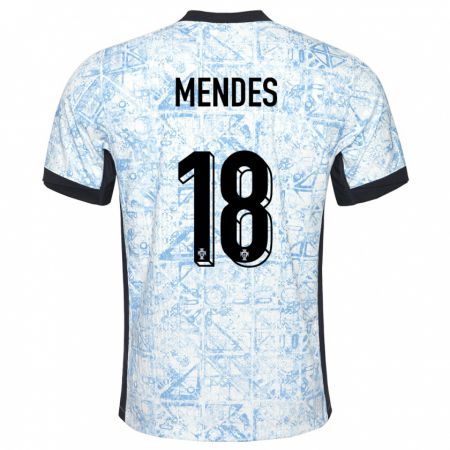 Kandiny Kinder Portugal Carolina Mendes #18 Cremeblau Auswärtstrikot Trikot 24-26 T-Shirt