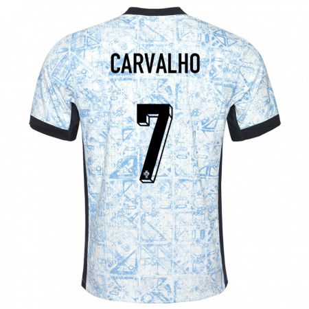 Kandiny Kinder Portugal Fabio Carvalho #7 Cremeblau Auswärtstrikot Trikot 24-26 T-Shirt