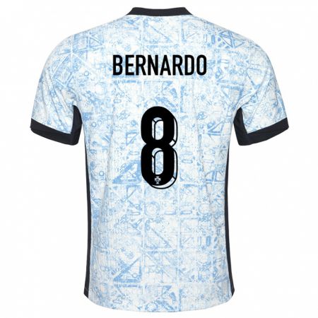 Kandiny Kinder Portugal Paulo Bernardo #8 Cremeblau Auswärtstrikot Trikot 24-26 T-Shirt