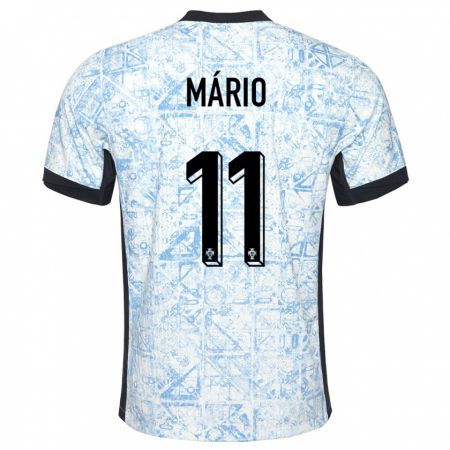 Kandiny Kinder Portugal Joao Mario #11 Cremeblau Auswärtstrikot Trikot 24-26 T-Shirt