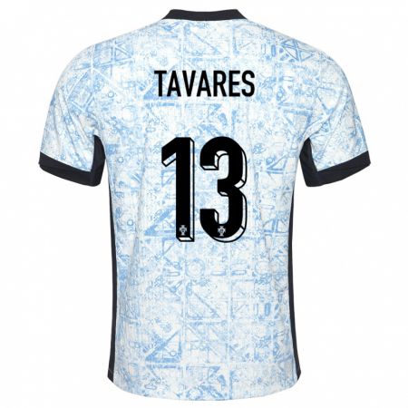 Kandiny Kinder Portugal Nuno Tavares #13 Cremeblau Auswärtstrikot Trikot 24-26 T-Shirt