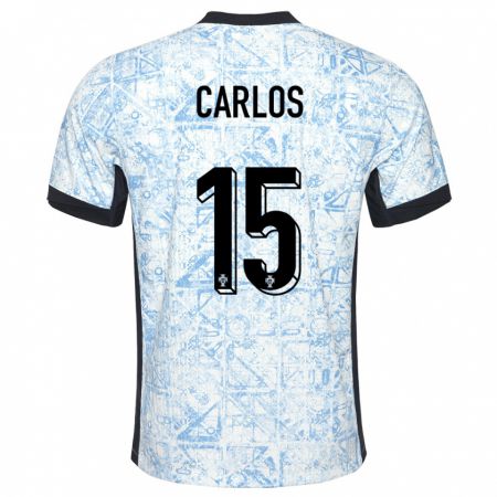 Kandiny Kinder Portugal Ze Carlos #15 Cremeblau Auswärtstrikot Trikot 24-26 T-Shirt