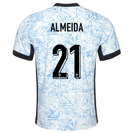 Kandiny Kinder Portugal Andre Almeida #21 Cremeblau Auswärtstrikot Trikot 24-26 T-Shirt