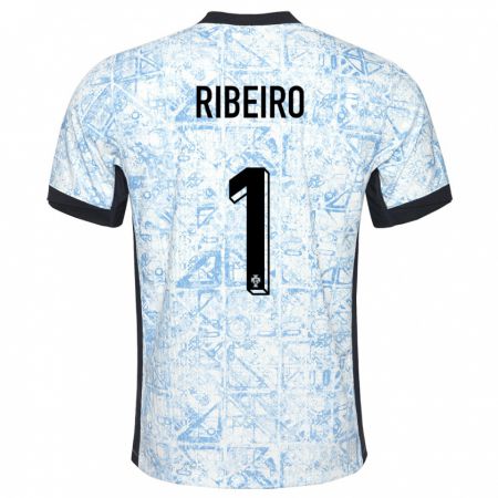 Kandiny Kinder Portugal Goncalo Ribeiro #1 Cremeblau Auswärtstrikot Trikot 24-26 T-Shirt