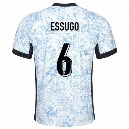 Kandiny Kinder Portugal Dario Essugo #6 Cremeblau Auswärtstrikot Trikot 24-26 T-Shirt