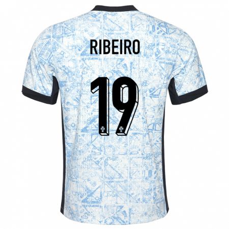 Kandiny Kinder Portugal Rodrigo Ribeiro #19 Cremeblau Auswärtstrikot Trikot 24-26 T-Shirt