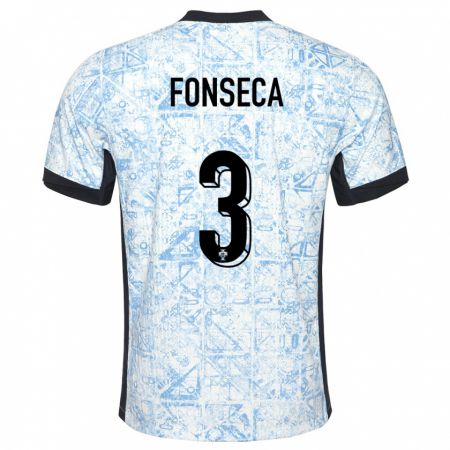 Kandiny Kinder Portugal Joao Fonseca #3 Cremeblau Auswärtstrikot Trikot 24-26 T-Shirt