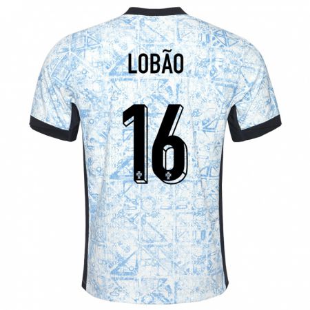 Kandiny Kinder Portugal Diogo Lobao #16 Cremeblau Auswärtstrikot Trikot 24-26 T-Shirt