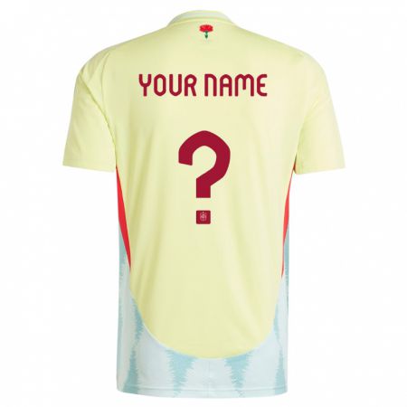 Kandiny Kinder Spanien Ihren Namen #0 Gelb Auswärtstrikot Trikot 24-26 T-Shirt