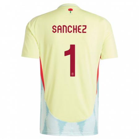 Kandiny Kinder Spanien Robert Sanchez #1 Gelb Auswärtstrikot Trikot 24-26 T-Shirt