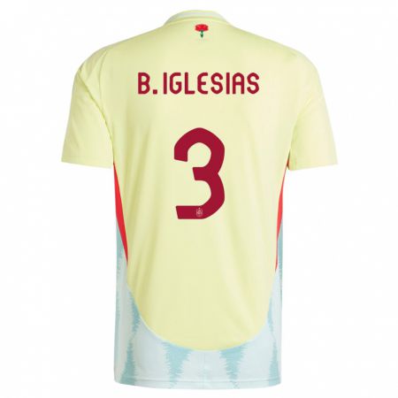 Kandiny Kinder Spanien Borja Iglesias #3 Gelb Auswärtstrikot Trikot 24-26 T-Shirt