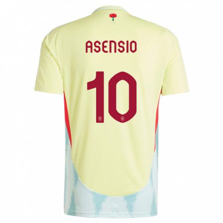 Kandiny Kinder Spanien Marco Asensio #10 Gelb Auswärtstrikot Trikot 24-26 T-Shirt