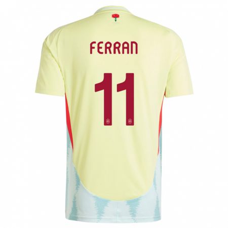 Kandiny Kinder Spanien Ferran Torres #11 Gelb Auswärtstrikot Trikot 24-26 T-Shirt