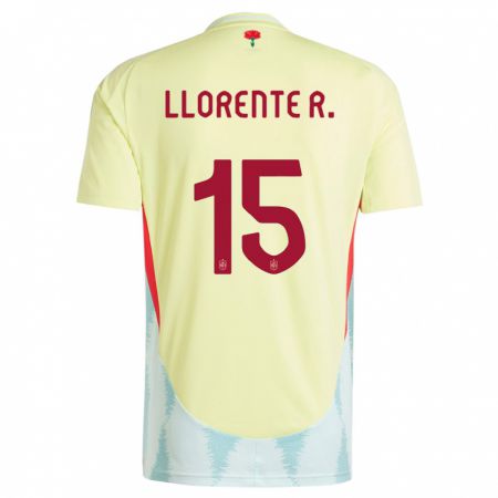 Kandiny Kinder Spanien Diego Llorente #15 Gelb Auswärtstrikot Trikot 24-26 T-Shirt
