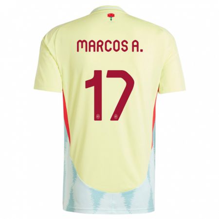 Kandiny Kinder Spanien Marcos Alonso #17 Gelb Auswärtstrikot Trikot 24-26 T-Shirt
