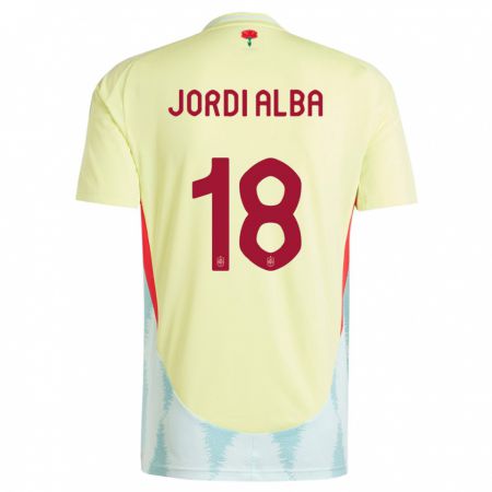 Kandiny Kinder Spanien Jordi Alba #18 Gelb Auswärtstrikot Trikot 24-26 T-Shirt