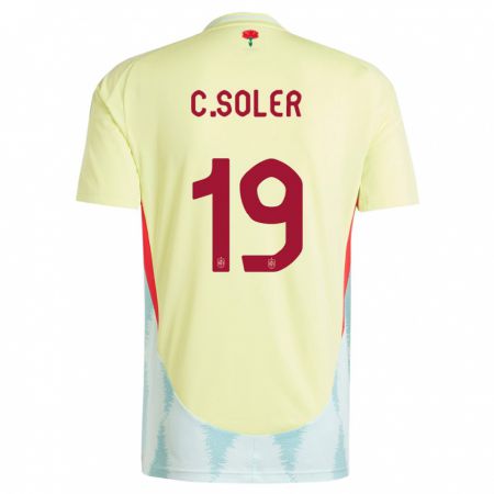 Kandiny Kinder Spanien Carlos Soler #19 Gelb Auswärtstrikot Trikot 24-26 T-Shirt