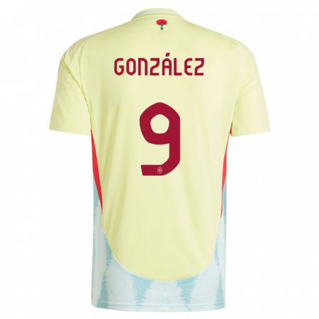 Kandiny Kinder Spanien Esther Gonzalez #9 Gelb Auswärtstrikot Trikot 24-26 T-Shirt