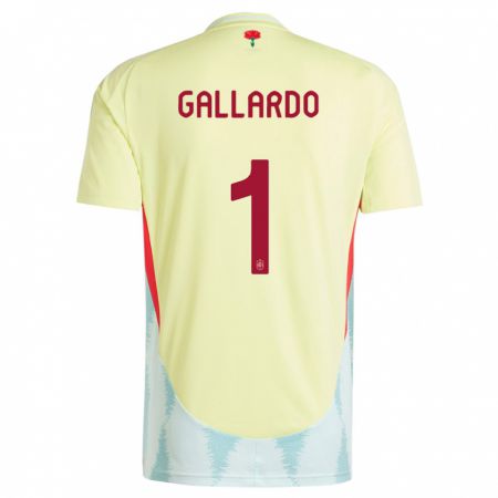 Kandiny Kinder Spanien Dolores Gallardo #1 Gelb Auswärtstrikot Trikot 24-26 T-Shirt