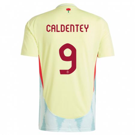 Kandiny Kinder Spanien Mariona Caldentey #9 Gelb Auswärtstrikot Trikot 24-26 T-Shirt