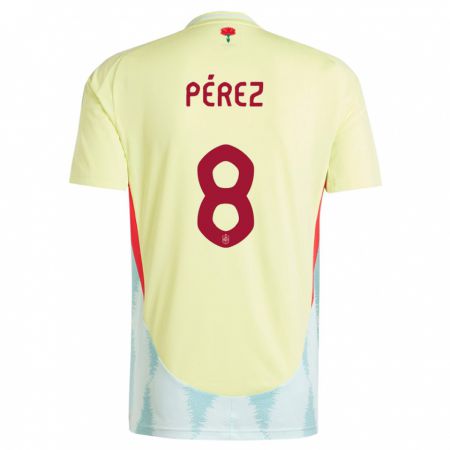 Kandiny Kinder Spanien Dani Perez #8 Gelb Auswärtstrikot Trikot 24-26 T-Shirt