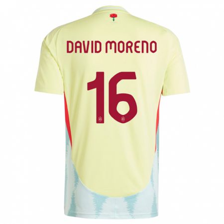 Kandiny Kinder Spanien Antonio David Moreno #16 Gelb Auswärtstrikot Trikot 24-26 T-Shirt