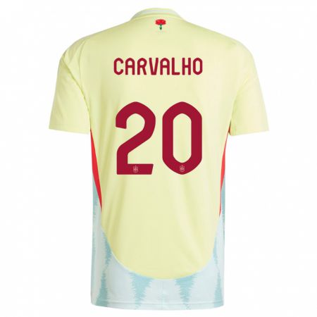 Kandiny Kinder Spanien Miguel Carvalho #20 Gelb Auswärtstrikot Trikot 24-26 T-Shirt